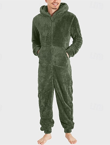  Ανδρικά Σαλόνια Ολόσωμα μαγιό Ρουχισμός Ύπνου 1 PC Σκέτο Ζεστό Μοντέρνα Στυλάτο Σπίτι Καθημερινά Κρεβάτι Σέρπα Πολικό αρκουδάκι φλις Διατηρείτε Ζεστό Άνεση Moale ΦΟΥΤΕΡ με ΚΟΥΚΟΥΛΑ Μακρυμάνικο Τσέπη