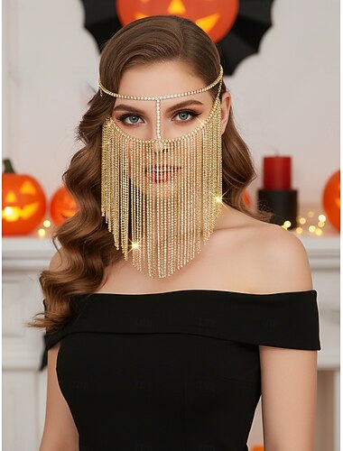  Masker met strass-steentjes voor dames - sprankelend gezichtssieraad met kwastjes voor feesten, festivals, maskerade- en clubevenementen