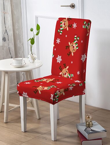  Coprisedia natalizio per sala da pranzo, coprisedia in poliestere con stampa geometrica, protezione elastica antiscivolo per sedia per casa o feste