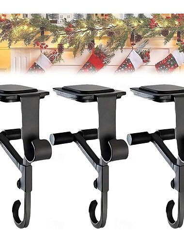  justerbar julegirlander og strømpehenger 2-i-1 peishenger, julestrømpeholder i metall, uten boring, passer til peishyller på 0,5" til 8,5", holder opptil 20 lbs