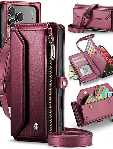  Handy Hülle Handyhüllen Für iPhone 17 Pro Max 17 Air 17 Brieftaschenhülle mit Trageriemen Mit Handgelenkschlaufe Ständer TPU PU-Leder