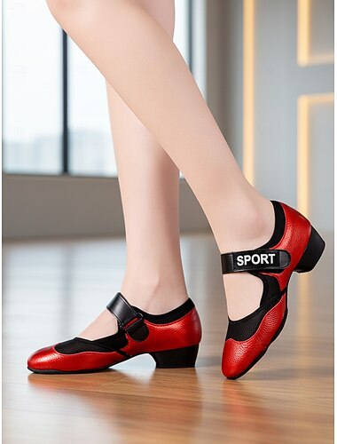  scarpe da ballo jazz da donna con suola divisa rossa e nera - comode scarpe da ginnastica antiscivolo per le prove di ballo latino, moderno e da sala
