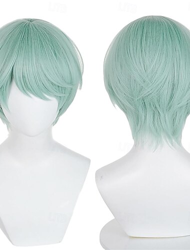  映画アニメ韓国アイドル風コスプレポップスターウィッグショートグリーンハロウィンコスプレパーティーウィッグ