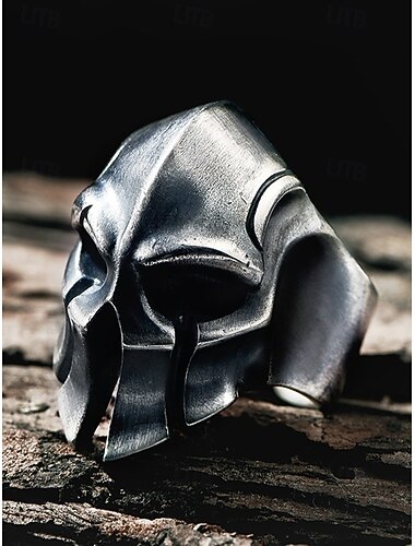 Anel de caveira de Halloween masculino – joia estilo motociclista com armadura de cobre gótica para cosplay, festas e uso diário