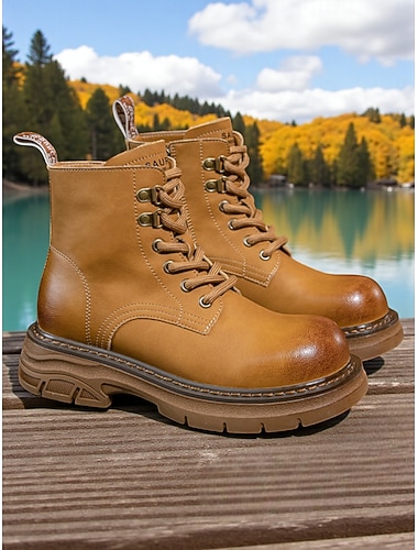 Dámské outdoorové kotníkové boty na šněrování s bočním zipem a robustní protiskluzovou podrážkou - ležérní turistické pracovní boty v bojovém stylu na podzim a zimu