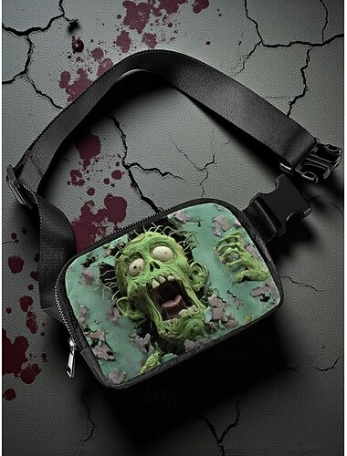  Halloween zombie crossbody borsttas voor heren – enge 3D-print slingpack, casual heuptas voor op reis voor feestjes en streetwear