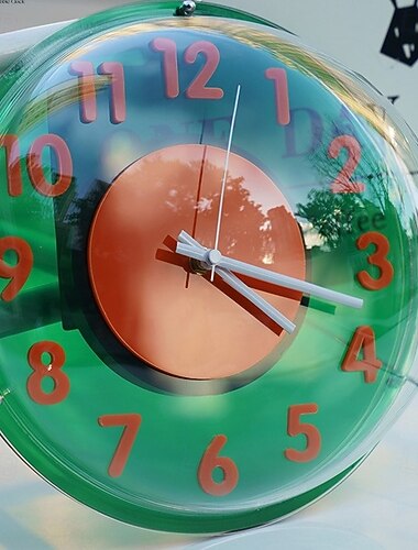  Orologio da parete con design a bolle di batteria, copertura spaziale in acrilico, movimento silenzioso, orologio da parete con personalità, casa, soggiorno, orologio colorato per bambini, senza