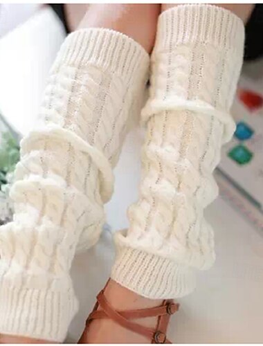  Calzini morbidi da donna in maglia a trecce, scaldamuscoli caldi in stile coreano per autunno e inverno, calzini al polpaccio in maglia di ispirazione giapponese