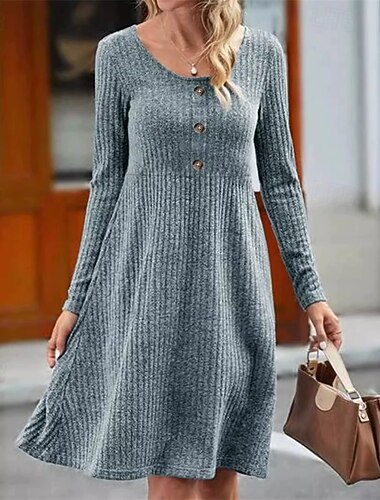  Damen Minikleid Freizeitkleid Elegant Mode Modern Outdoor Täglich Ausgehen Normale Passform Einfach Langarm Ein-Schulter Rote Grau Frühling Herbst