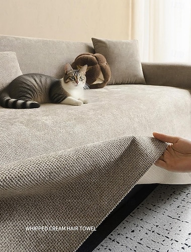  Capa de sofá à prova d'água, manta de sofá resistente a arranhões de gato, protetor de sofá antiderrapante para todas as estações, capa de móveis lavável para sala de estar, aceita animais de