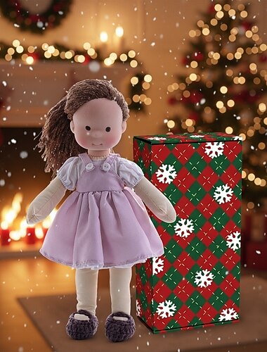  Håndlaget waldorfdukke til babyjente med koselige klær - 11,8 tommers myk plysjdukke med gaveeske for småbarn, ideell julegave til jenter og barn