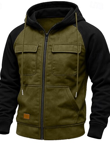  Per uomo Felpa con cappuccio Felpa con cappuccio a zip intera Felpa con cappuccio in pile Felpa con cappuccio tattica Nero Rosa Verde militare Borgogna Blu Con Cappuccio Semplice Cerniera Sport