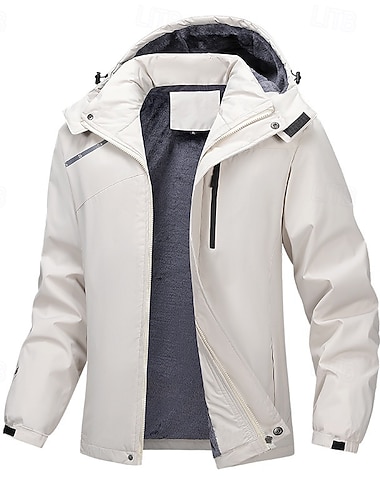  Pánské Outdoorová bunda Fleecová bunda Pláštěnka Dağcı Ceketi Dovolená Denní Zahřívací Větruvzdorné Kapsy Fleece Podzim Zima Bez vzoru Módní Šik ven Kapuce Standardní Černá Khaki Armádní zelená Šedá