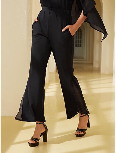  Per donna Pantaloni a zampa Pantaloni Lunghezza intera Chiffon Modal Elegante Casual Quotidiano Abbigliamento quotidiano Uscire Nero Bianco Autunno Primavera & Estate S M L