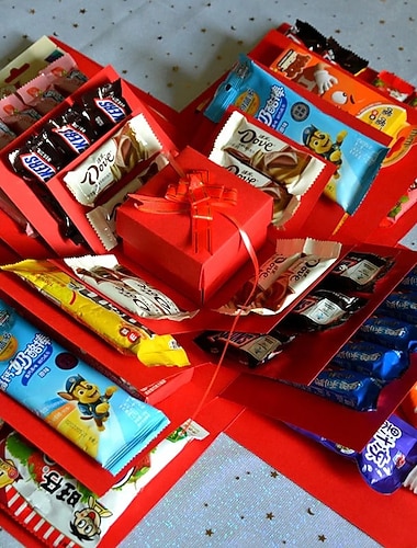  regalo di esplosione a sorpresa di Natale, festa di compleanno, scatola di caramelle, proposta di matrimonio, decorazione creativa, fai da te, fatta a mano, scatola regalo esplosiva per anniversario, celebrazione, contenitore romantico per conservare i ri