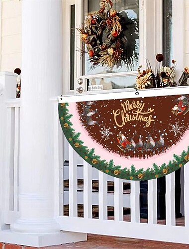  Kerstwaaiervormige vlag voor buiten, creatieve cartoon bedrukte deur- en raamdecoratie, vakantiedecoratie voor thuis en in de winkel