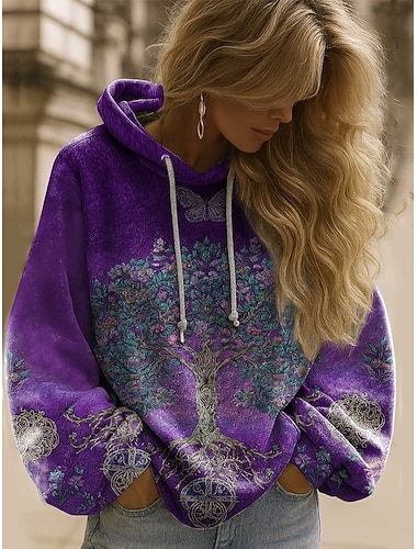 نسائي كنزة صوفية ورد الرسم أنيق دافئ نشيط كم طويل مع قبعة قمصان عادية شارع مناسب للبس اليومي فضفاض بقع طباعة أحمر أزرق أرجواني فوشيا أخضر الربيع الخريف الشتاء   نسائي كنزة صوفية ورد الرسم أنيق دافئ نشيط كم طويل مع قبعة قمصان عادية شارع مناسب للبس اليومي فضفاض بقع طباعة أحمر أزرق أرجواني فوشيا أخضر الربيع الخريف الشتاء