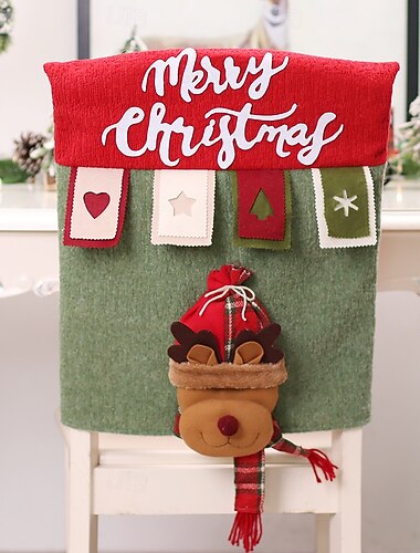  Juletegneserie 3D plysjstoltrekk, fargerik reinsdyrstol- og borddekorasjon til høytidsfest, kjøkkendekorrekvisitter, engros