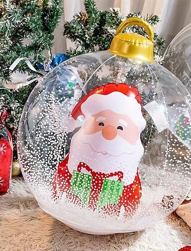  Nadmuchiwana kula świąteczna do użytku na zewnątrz, 60 cm (23,6 cala), ogromna ozdoba choinkowa, do ogrodu, na trawnik, werandę, nadmuchiwane kule