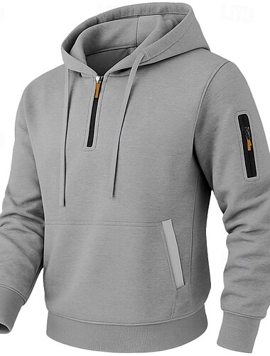  Homens Moletom Quarter Zipper Hoodie Moletom de lã Moletom Tático Preto Branco Verde Tropa Vinho Azul Marinha Com Capuz Tecido Zíper Desportos e Ar livre Casual Diário Roupa de rua Legal Roupa de