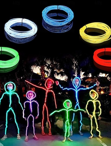  شريط إضاءة LED بطول 5 أمتار، سلك إضاءة نيون متوهجة، أضواء كرنفال، حبل DIY، أنبوب، متوهج في الظلام، ضوء أسود، سيارة، عيد الميلاد، متعدد الألوان، ديكور حفلات الرقص