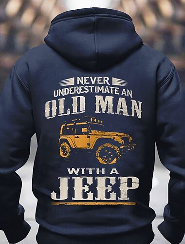  Moletom Gráfico Masculino - Nunca Subestime Um Velho Com Um Jeep Estilo de Vida Off-Road