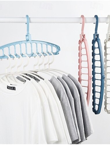  4 Pack Clothes Hanger Organizer,11 Holes Rotate Anti-Skid Folding Hanger with Multifunction Space Saving and Cascading Features for Heavy Clothes, Shirts Pants Dresses Coats