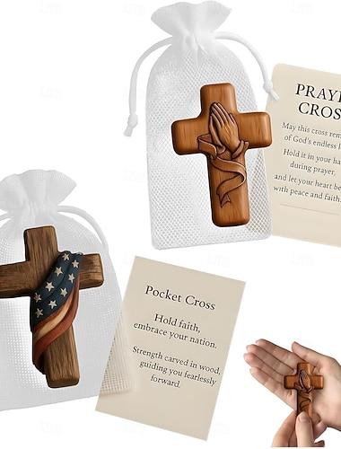  puinen rukousristi inspiroivilla viestikorteilla hiljainen uskon syleily puiset ristit työpöytäkoristeet sopivat rukouskokouksiin, kasteseremonioihin ja konfirmaatiojuhliin