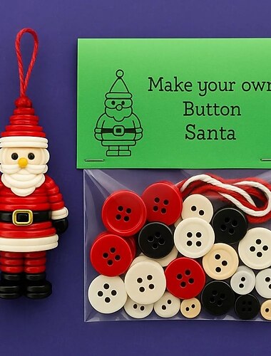  Σετ στολιδιών για χιονάνθρωπο με κουμπιά, διασκεδαστικό χριστουγεννιάτικο στολίδι με χριστουγεννιάτικο χιονάνθρωπο/Άγιο Βασίλη/δέντρο, χειροποίητα στοιβαγμένα πολύχρωμα κουμπιά, χριστουγεννιάτικες