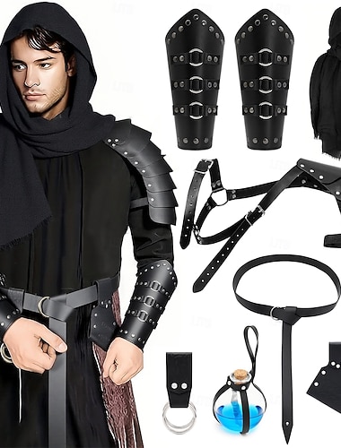  Rétro Vintage Médiéval Renaissance Armure écharpe Ensemble d'accessoires Guerrier Viking Ranger Déguisement Homme Unisexe Viking Halloween Carnaval Performance LARP Foire de la Renaissance Adultes