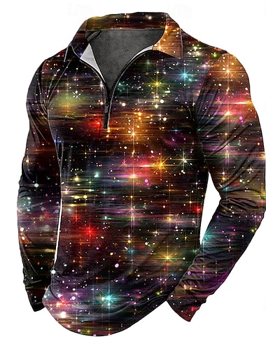 Муж. Космос Рубашки-поло на молнии Длинный рукав Футболки поло Лацкан На каждый день на открытом воздухе На каждый день 3D печать Осень Зима Синий Лиловый Оранжевый   Муж. Космос Рубашки-поло на молнии Длинный рукав Футболки поло Лацкан На каждый день на открытом воздухе На каждый день 3D печать Осень Зима Синий Лиловый Оранжевый