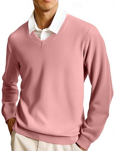  Per uomo Maglione Maglione casual Maglione a maglia A Coste Maglia Top Regolari Lavorato a maglia Semplice Scollo a V Moda Casual Vacanza Abbigliamento quotidiano Abbigliamento Autunno Inverno