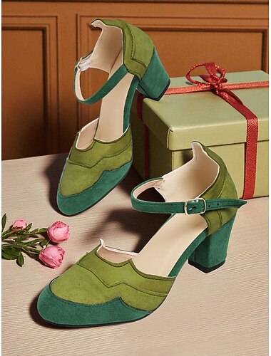  Dames Mary Jane-hakken in twee kleuren van suède uit de jaren 20 – vintage roze en bruine pumps met blokhak voor Gatsby-feestjes en retro-evenementen