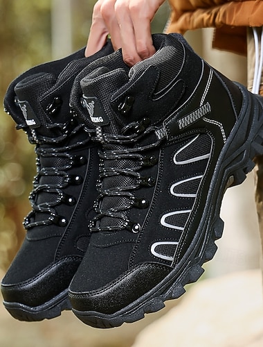  メンズ ブラック ハイキングブーツ – トレイルランニング、キャンプ、登山、アドベンチャースポーツに最適な軽量で耐久性のあるアウトドアブーツ