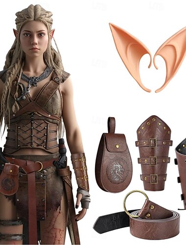  Retro Vintage Medieval Renaissance Armor Wristband Accesories Set Warrior Elf Viking Fancy Dress Men's Women's Unisex Viking Fantasy Halloween Carnival Performance LARP Ren Faire Adults Belt Bag
