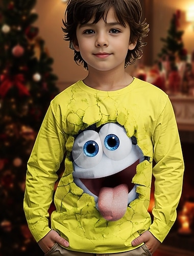 Новогодняя тематика Мальчики 3D Графика Мультипликация Футболка Длинный рукав Весна Осень Мода Классический Дети 4-12 лет Вырез под горло на открытом воздухе Повседневные Стандартный   Новогодняя тематика Мальчики 3D Графика Мультипликация Футболка Длинный рукав Весна Осень Мода Классический Дети 4-12 лет Вырез под горло на открытом воздухе Повседневные Стандартный