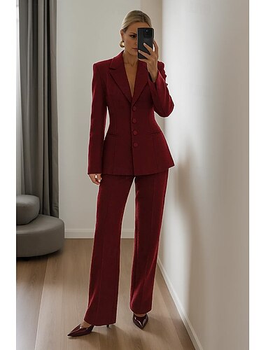 Damska, elastyczna, jednorzędowa, formalna, weselna, elegancka, vintage, współczesna, z długim rękawem, z wyciętymi klapami i guzikami