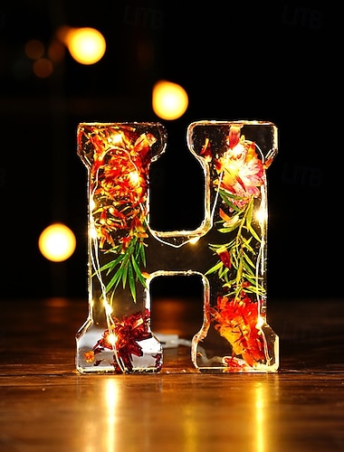  1 قطعة 11.5 سم 26 حرف led ضوء ليلي، زهرة جافة ضوء دافئ ضوء ديكور سطح المكتب، ضوء زينة، عيد الميلاد هالوين الزفاف حفلة عيد ميلاد ضوء الديكور