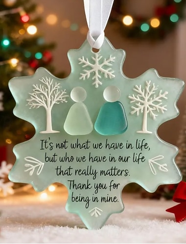 زينة عيد الميلاد المصنوعة من زجاج البحر على شكل ندفة ثلج من الأكريليك، هدية تذكارية فريدة من نوعها لصداقة الصداقة، زينة شجرة عيد الميلاد في فصل الشتاء على الساحل، هدايا مثالية لأفضل الأصدقاء   زينة عيد الميلاد المصنوعة من زجاج البحر على شكل ندفة ثلج من الأكريليك، هدية تذكارية فريدة من نوعها لصداقة الصداقة، زينة شجرة عيد الميلاد في فصل الشتاء على الساحل، هدايا مثالية لأفضل الأصدقاء