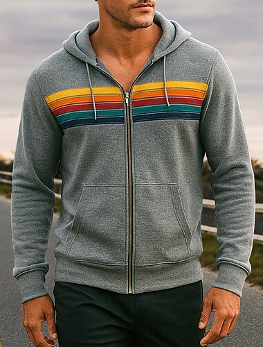  Miesten Huppari Vetoketjullinen pusero Kurenauha Pitkähihainen Topit Urheilu- ja treenivaatteet Raita Muoti Lämmin Vaellus Matkailu Loma Urheiluasut Urheiluvaatteet Musta Valkoinen Sininen