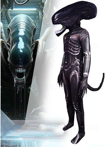  Alienígeno Xenomorfo Máscara Ocasiões Especiais Fatos de Corpo Terror Traje Assustador Cosplay filme for Homens Adulto Dia Das Bruxas Carnaval Espetáculo Festa