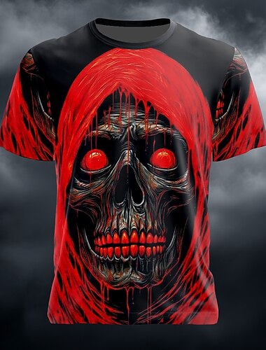  Halloween Pánské 3D tisk 3D Žací stroj Tričko Krátký rukáv tričko 3D tisk Tričkový Košile Přehnaný Designové Horor Párty ulice Dovolená Rubínově červená Vodní modrá Trávová zelená Léto Jaro Celý rok