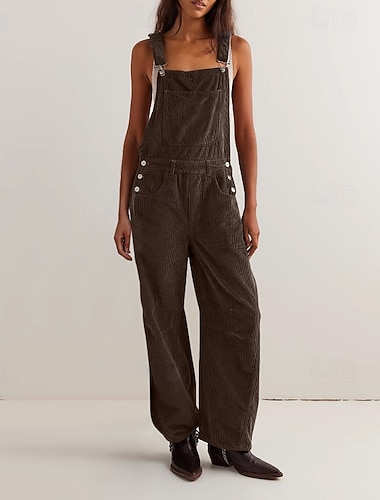  Dámské Běžný Kombinéza Aktivní Pevná barva Bez rukávů Do U Kapsy Knoflíky Dovolená Denní Běžný Černá Žlutá Světlá růžová Podzim