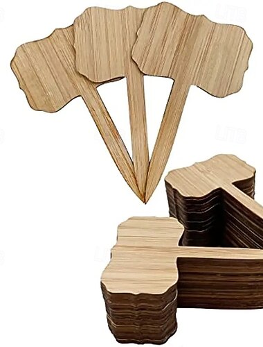 50 st bambu växtetiketter med tuschpenna - återvunna träträdgårdsmarkörer ljusbruna väderbeständiga växtetiketter för blommor suckulenter örter inomhus &utomhus   50 st bambu växtetiketter med tuschpenna - återvunna träträdgårdsmarkörer ljusbruna väderbeständiga växtetiketter för blommor suckulenter örter inomhus &utomhus