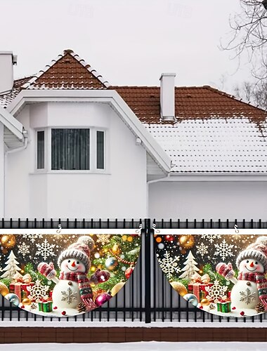  Jule halvrund flagg utendørs hengende banner, høytidsdekorasjon buntete for hage hage veranda