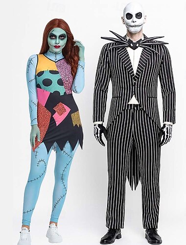  Výpad Jack Skellington předvečer Všech svatých Fancy kostým Obleky a blejzry Halloween skupinové kostýmy pro páry Noční můra před Vánoci Horor Dospělé Pánské Dámské předvečer Všech svatých Karneval