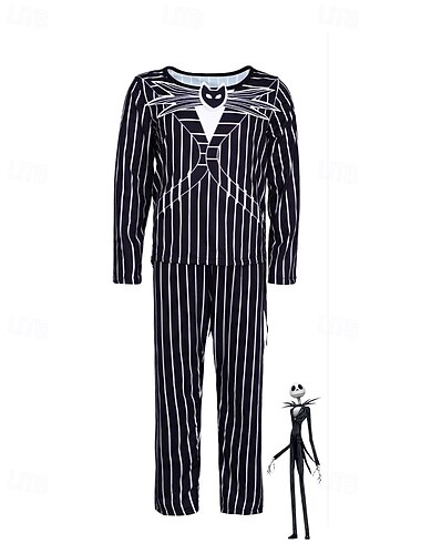 Jack Skellington Halloween Cosplay Costume Outfits Suits & Blazers The Nightmare Before Christmas Cosplay Kid's Halloween Carnival Masquerade Performance Easy Halloween Costumes Dress Up   Jack Skellington Halloween Cosplay Costume Outfits Suits & Blazers The Nightmare Before Christmas Cosplay Kid's Halloween Carnival Masquerade Performance Easy Halloween Costumes Dress Up