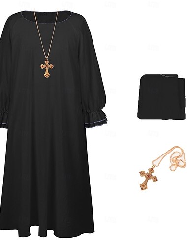  Retro / vintage Medeltida kostymer Renässans Morgonrock Hängsmycke Nunna Präst Maskeradkläder Herr Dam Religiöst Halloween Karnival Prestanda LARP Ren Faire Vuxen Trikot / Onesie Dekorativa Halsband