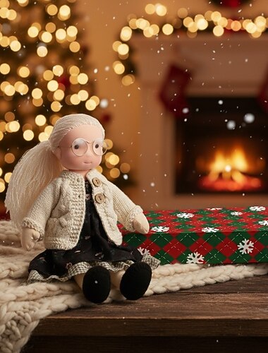  Păpușă Waldorf făcută manual fetiță cu haine confortabile - Păpușă moale din pluș de 30 cm cu cutie cadou pentru copii mici cadouri ideale de Crăciun pentru nepoți fete