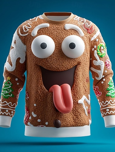 Christmas Miesten Piparkakut miehet College Tyylikäs Juhla Tiukka pyöreä kaula-aukko Loma Juhla Lahja Ruskea Ruskea 2 Crewneck 3D Kaikki vuodenajat Suunnittelija   Christmas Miesten Piparkakut miehet College Tyylikäs Juhla Tiukka pyöreä kaula-aukko Loma Juhla Lahja Ruskea Ruskea 2 Crewneck 3D Kaikki vuodenajat Suunnittelija
